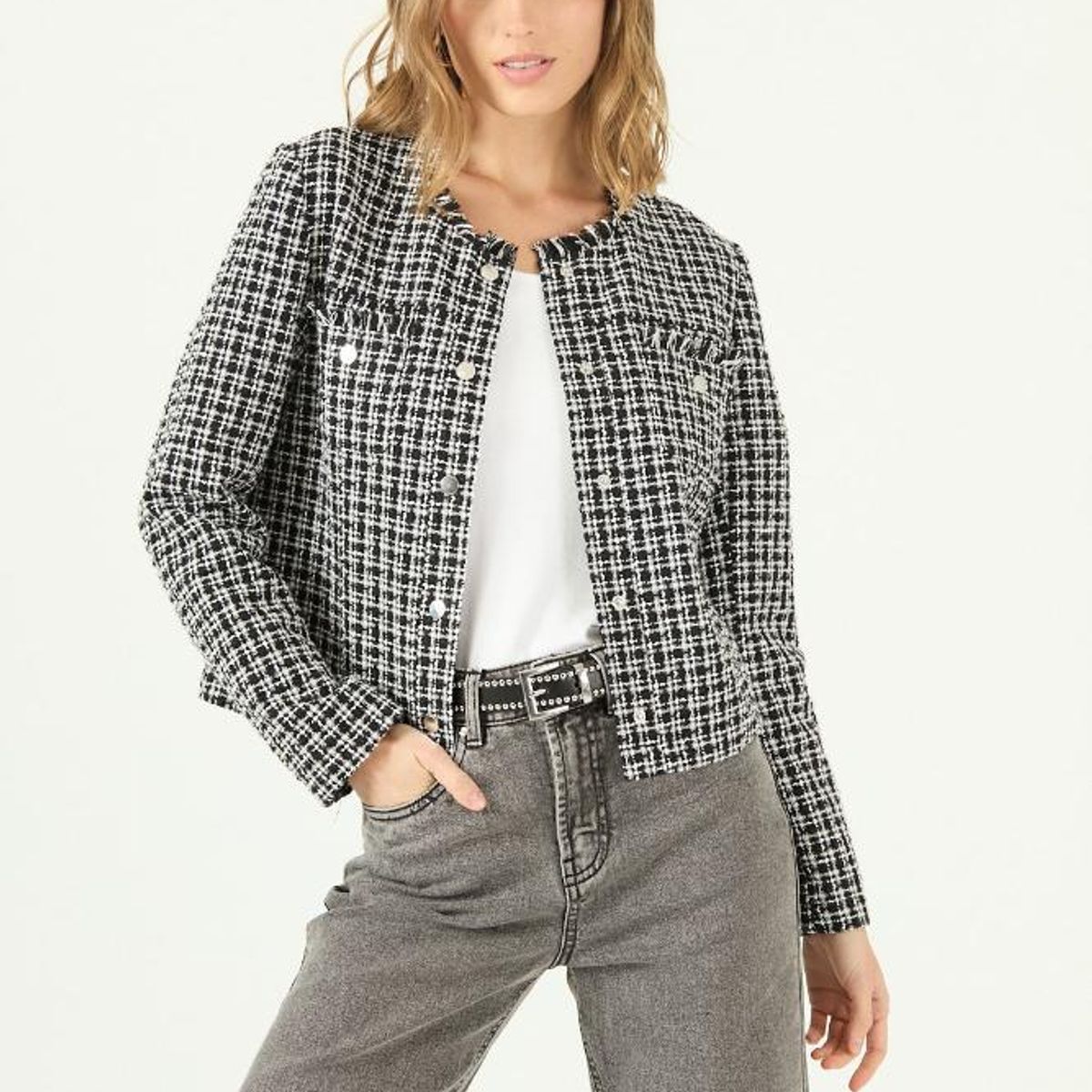 PRIVILEGE - Blazer negro cuadros PRIVILEGE 1081