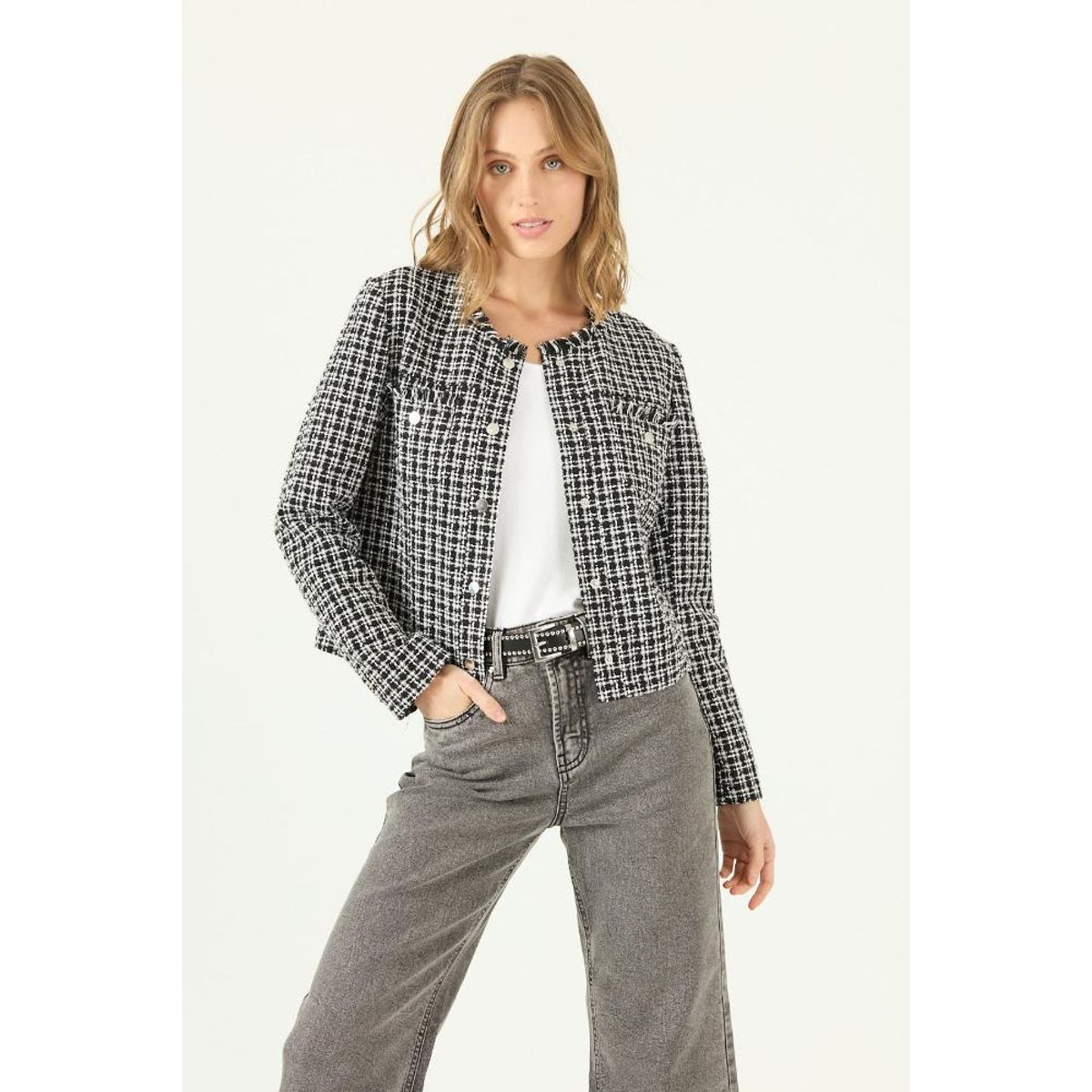 PRIVILEGE - Blazer negro cuadros PRIVILEGE 1081