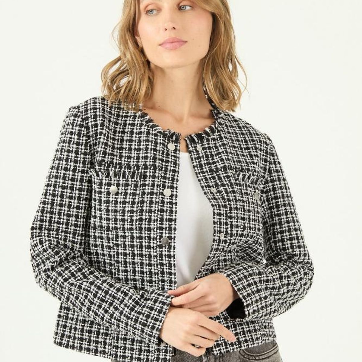 PRIVILEGE - Blazer negro cuadros PRIVILEGE 1081