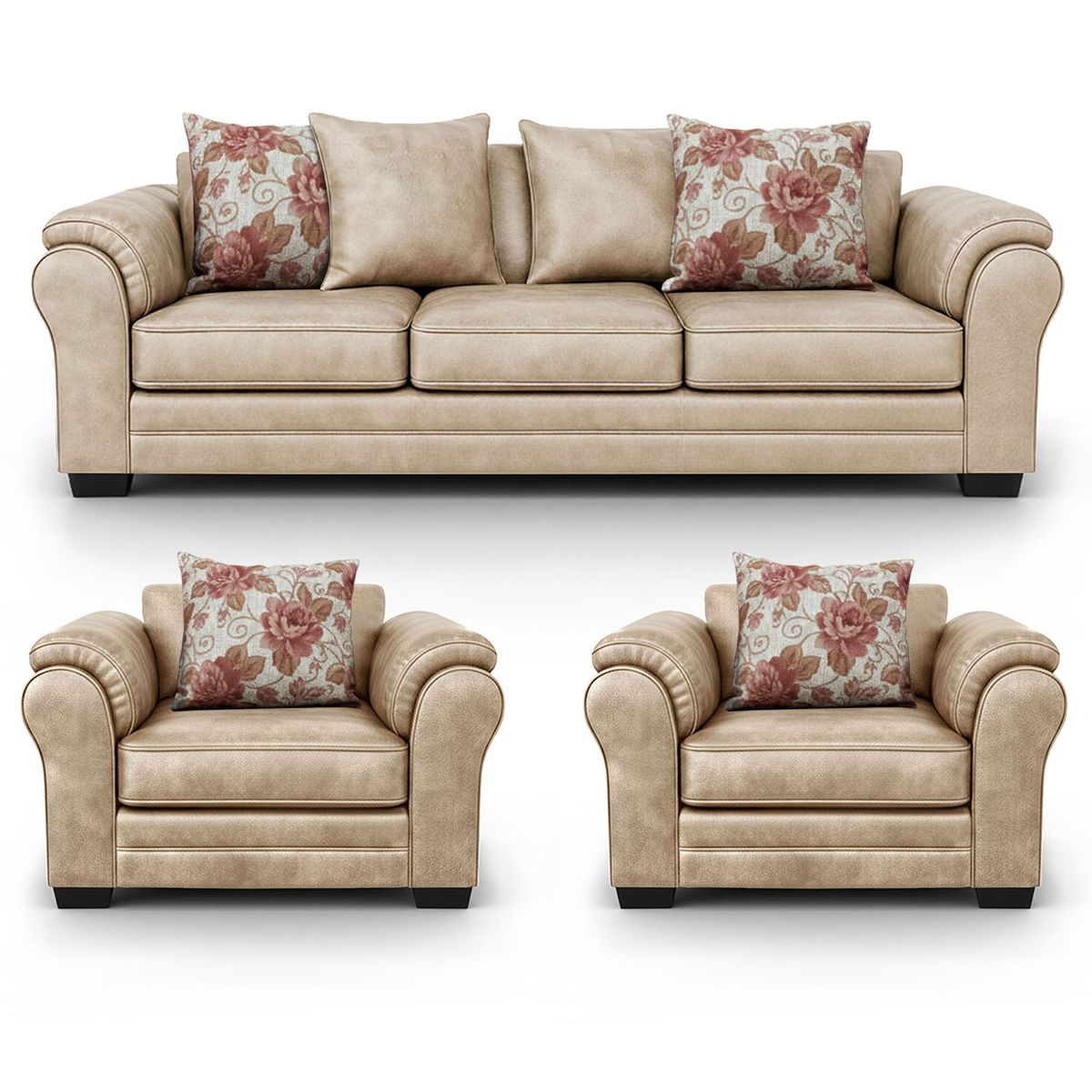 AMERICA DECORA - Living 6 Cuerpos 4+1+1 XL Con Resorte Estructural Grandón Envejecido