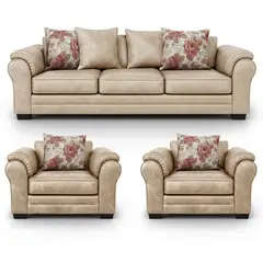 AMERICA DECORA - Living 6 Cuerpos 4+1+1 XL Con Resorte Estructural Grandón Envejecido