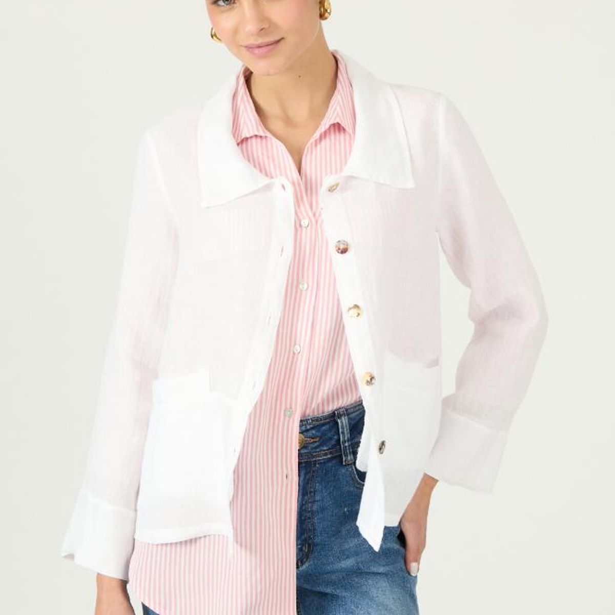 PRIVILEGE - Chaqueta de lino blanca 2850