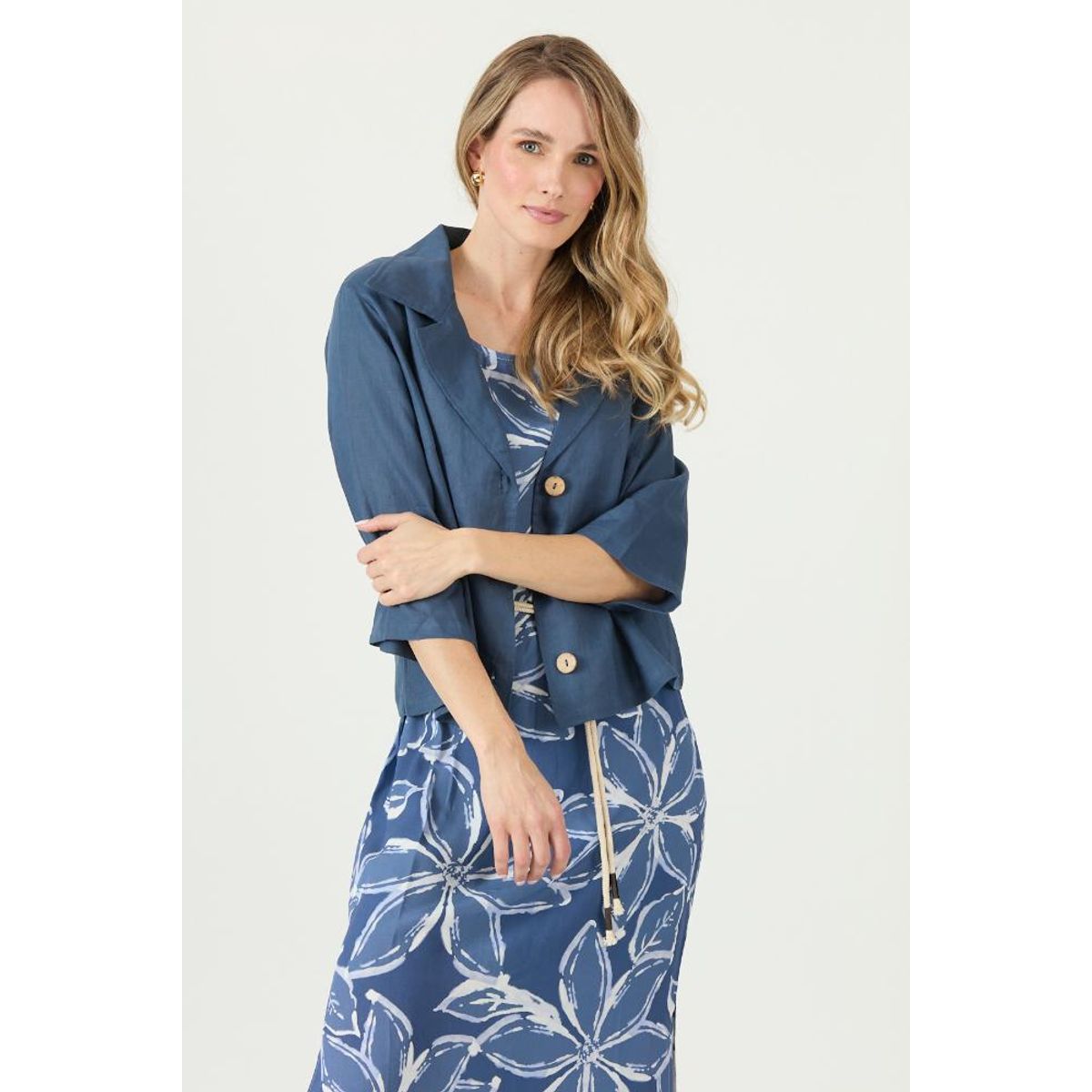 PRIVILEGE - Blazer de lino azul PRIVILEGE 3137