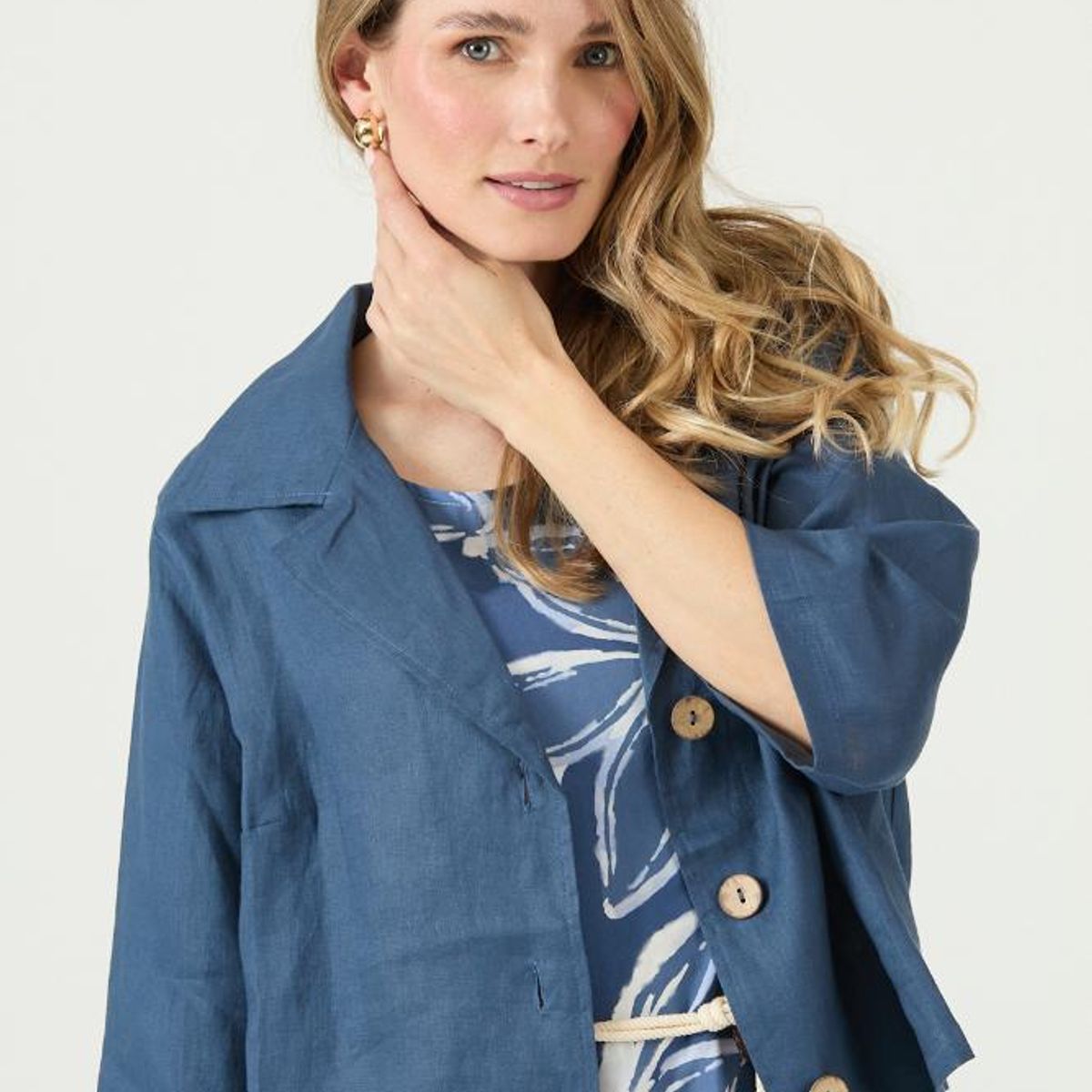 PRIVILEGE - Blazer de lino azul PRIVILEGE 3137