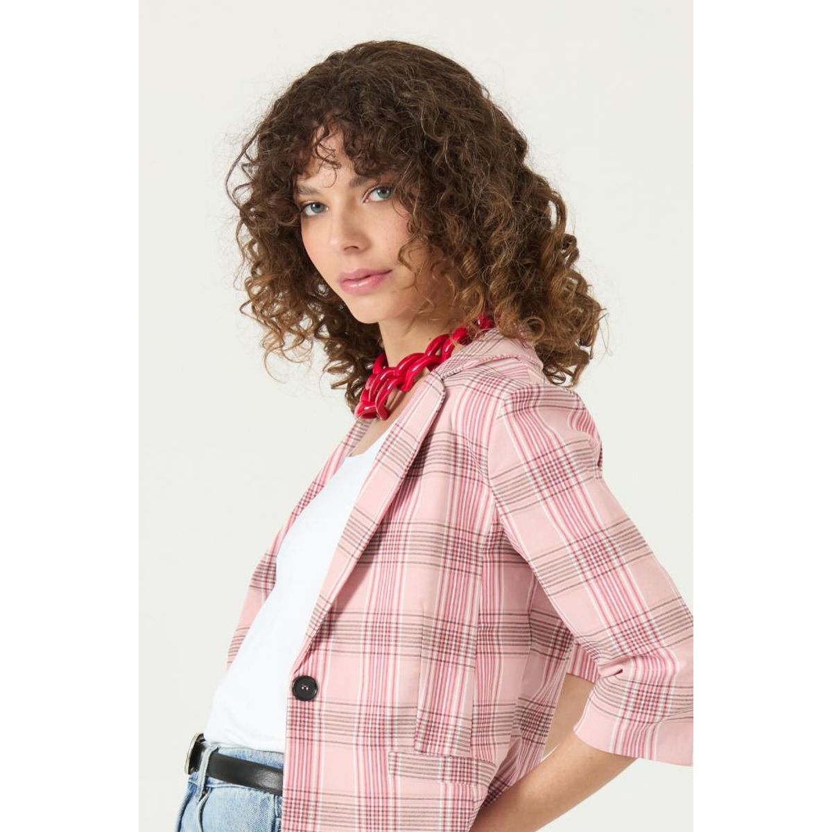 PRIVILEGE - Blazer rosa cuadros PRIVILEGE 3141