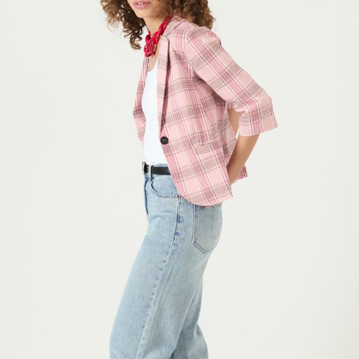 PRIVILEGE - Blazer rosa cuadros PRIVILEGE 3141