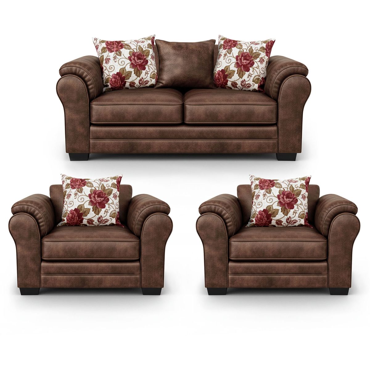 AMERICA DECORA - Living 5 Cuerpos 3+1+1 XL Con Resorte Estructural Grandón Envejecido