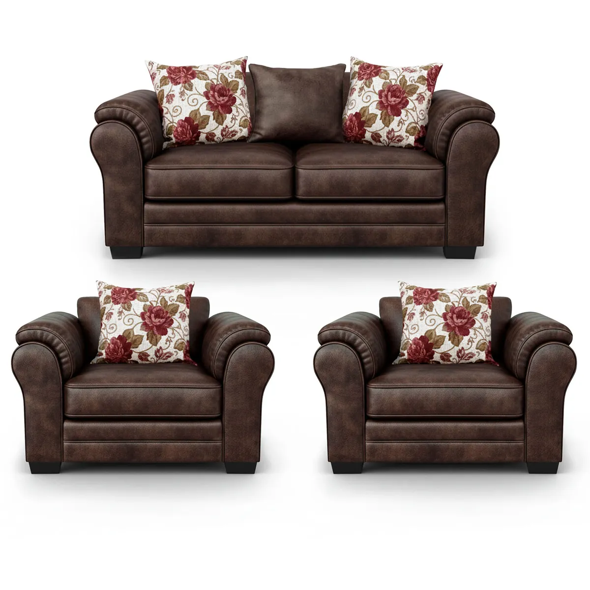 AMERICA DECORA - Living 5 Cuerpos 3+1+1 XL Con Resorte Estructural Grandón Envejecido