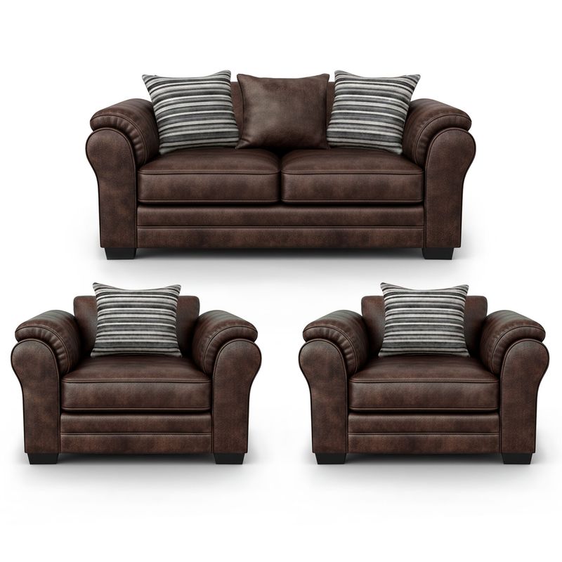 AMERICA DECORA - Living 5 Cuerpos 3+1+1 XL Con Resorte Estructural Grandón Envejecido