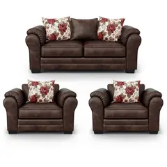 AMERICA DECORA - Living 5 Cuerpos 3+1+1 XL Con Resorte Estructural Grandón Envejecido