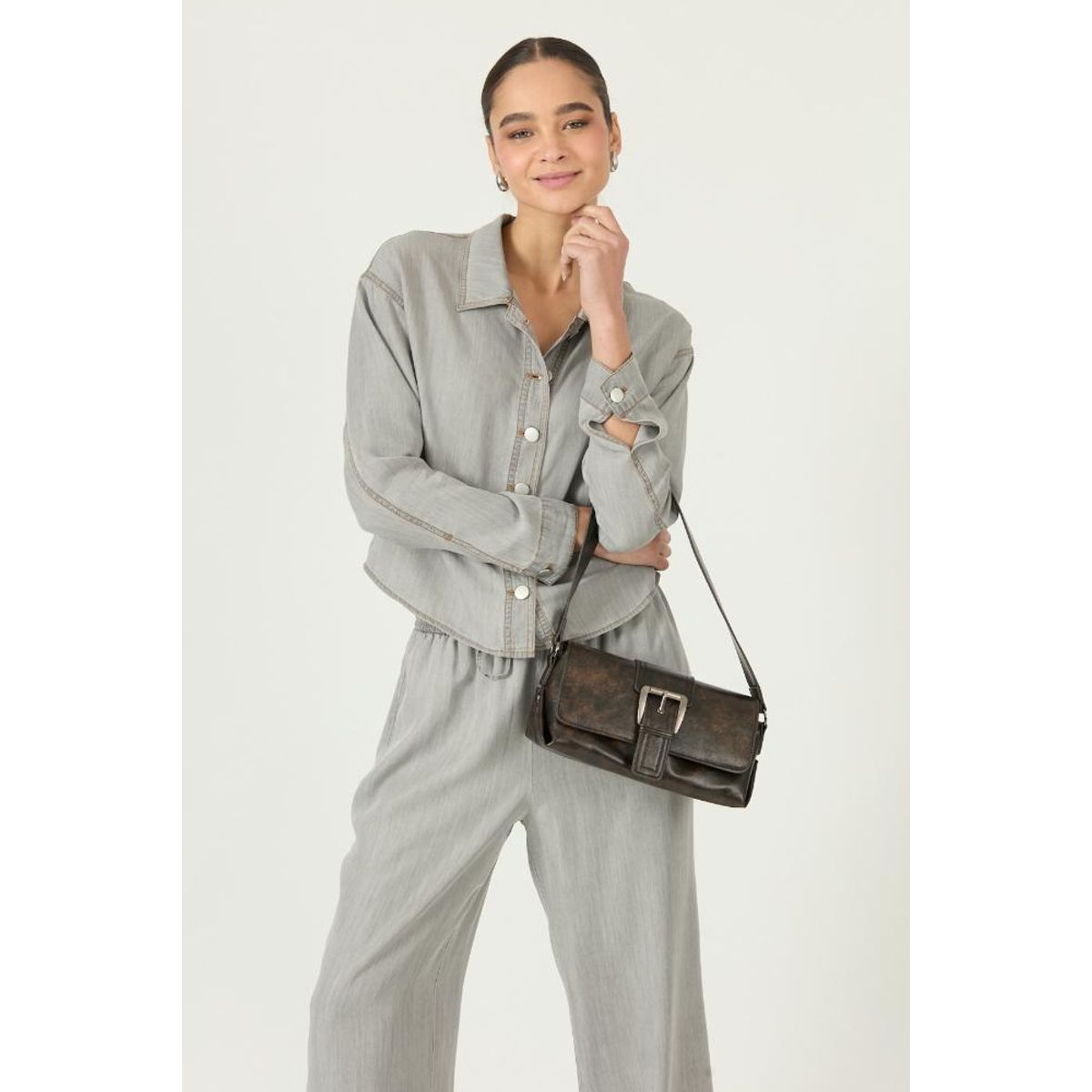 PRIVILEGE - Chaqueta de lyocell gris claro 2849