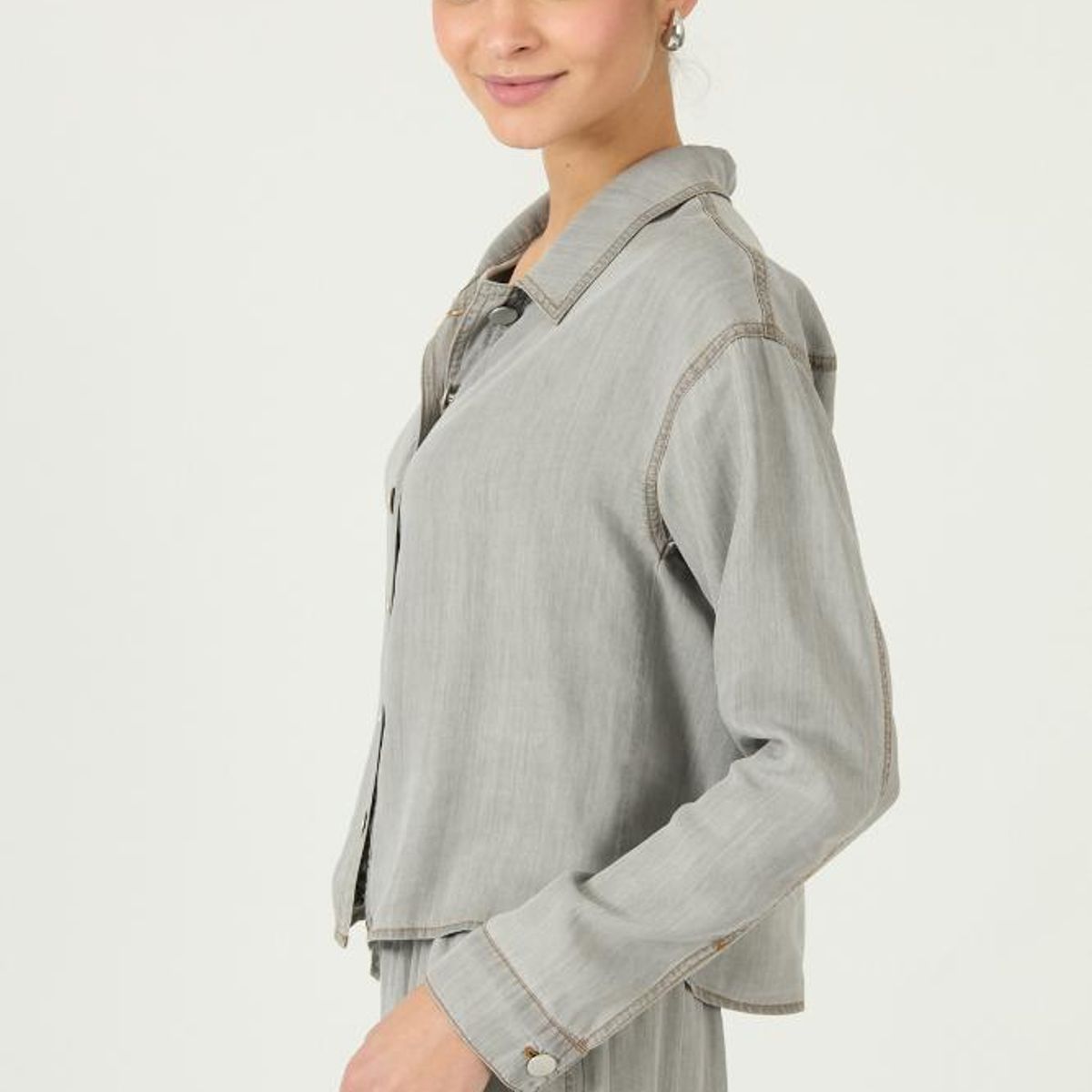 PRIVILEGE - Chaqueta de lyocell gris claro 2849