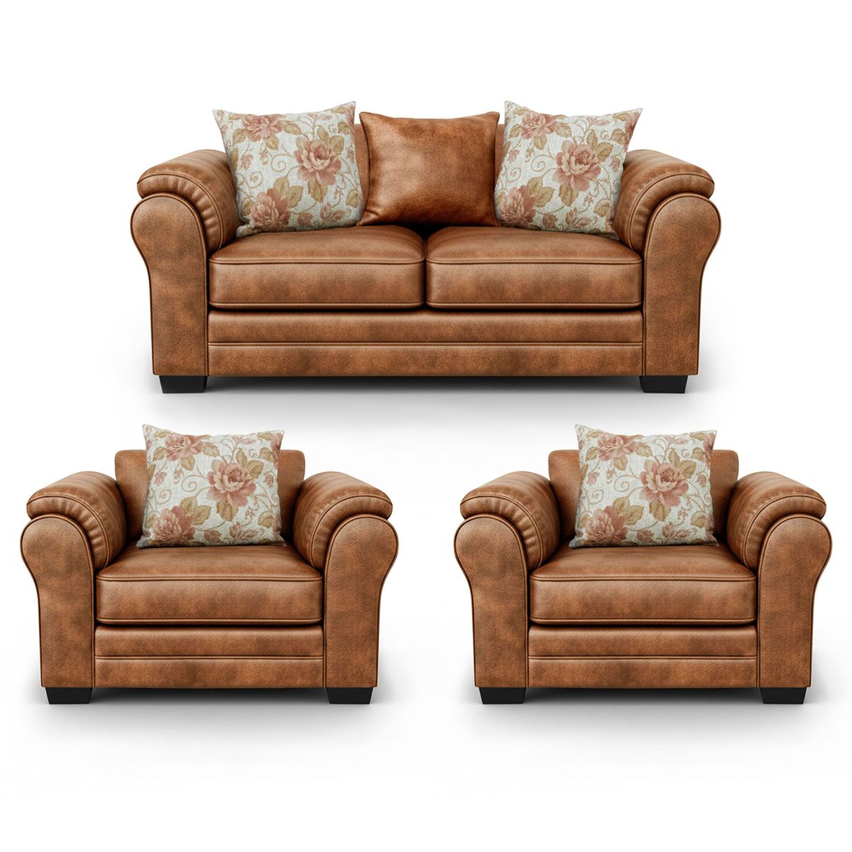 AMERICA DECORA - Living 5 Cuerpos 3+1+1 XL Con Resorte Estructural Grandón Envejecido