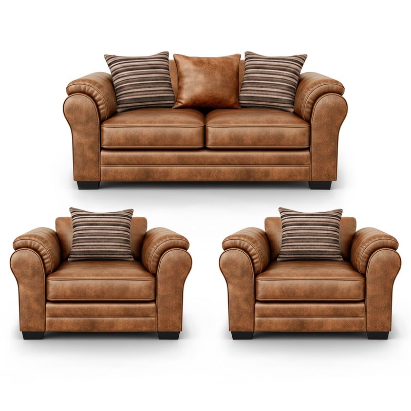 AMERICA DECORA - Living 5 Cuerpos 3+1+1 XL Con Resorte Estructural Grandón Envejecido