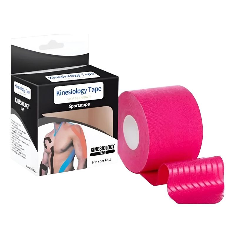 GENERICO - Cinta Tape Kinesiología Vendaje Neuromuscular Fitnes 5cmx5mt Rojo