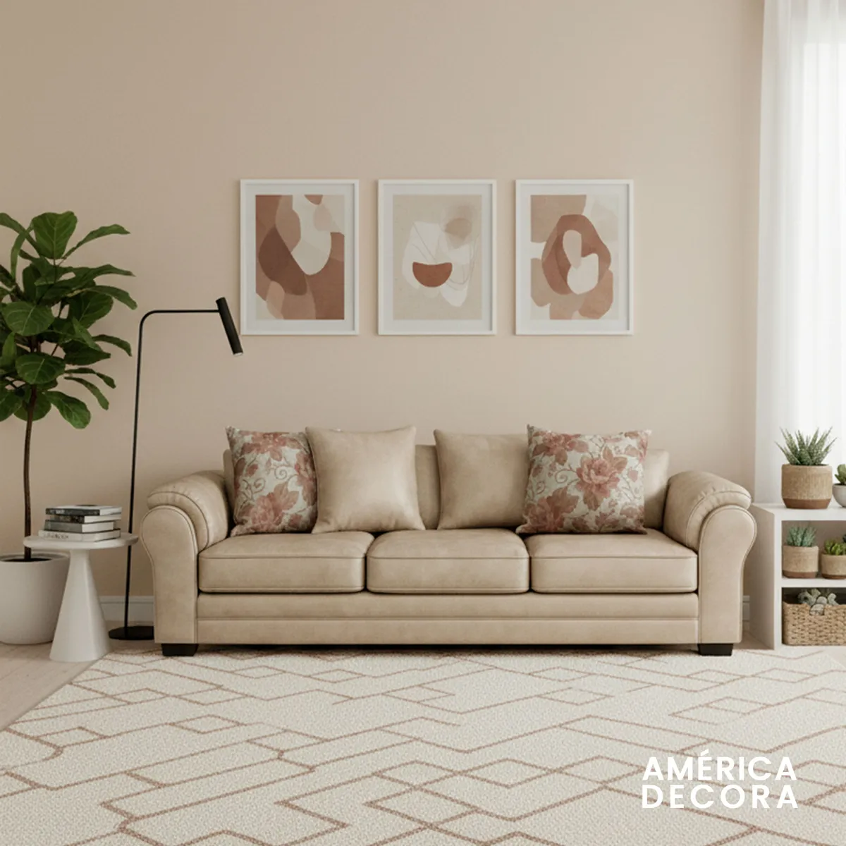 AMERICA DECORA - Sofá 4 Cuerpos XL Con Resorte Estructural Grandón Envejecido