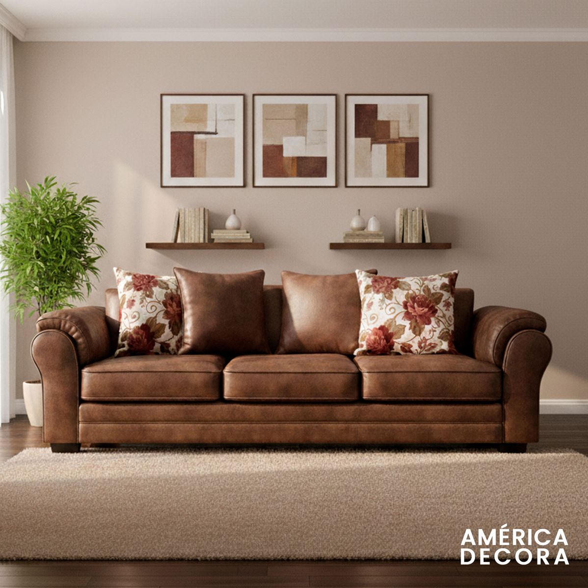 AMERICA DECORA - Sofá 4 Cuerpos XL Con Resorte Estructural Grandón Envejecido