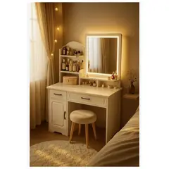 HOMER DESIGN - Tocador Espejo Con Luz Con Repisa Y Cajonera 137x80x40cm