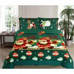 GENERICO - CUBRECAMA VERDE NAVIDEÑO 2 PLAZA QUILT DE VERANO MODERNO TF