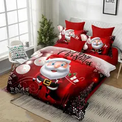 GENERICO - CUBRECAMA ROJO PAPA NOEL 2 PLAZA QUILT DE VERANO MODERNO TF