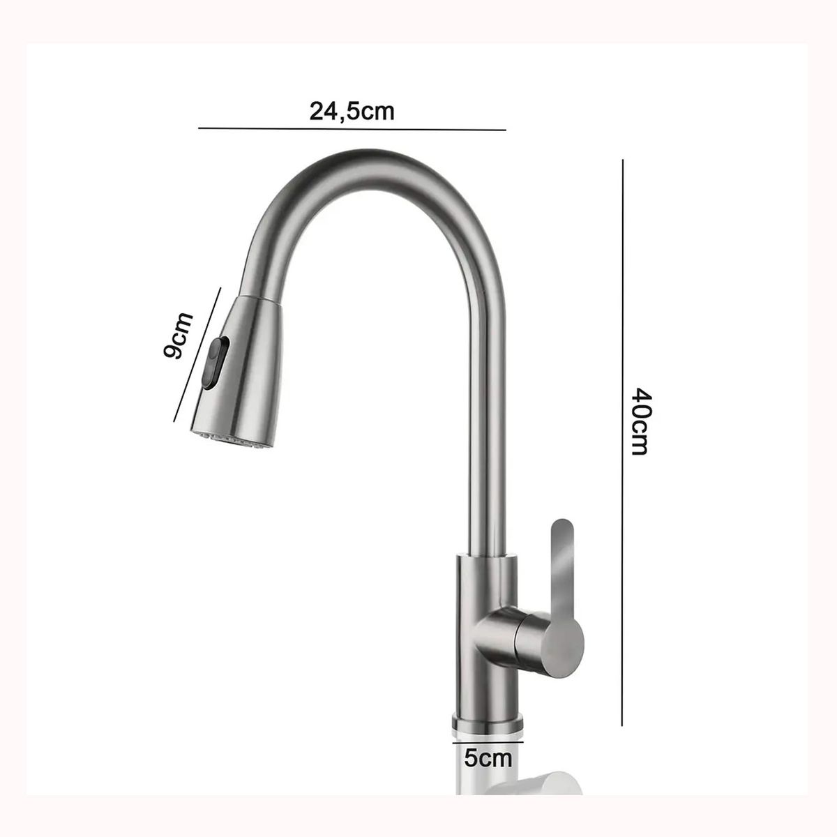 GENERICO - Llave grifo monomando lavaplatos extensible Plata