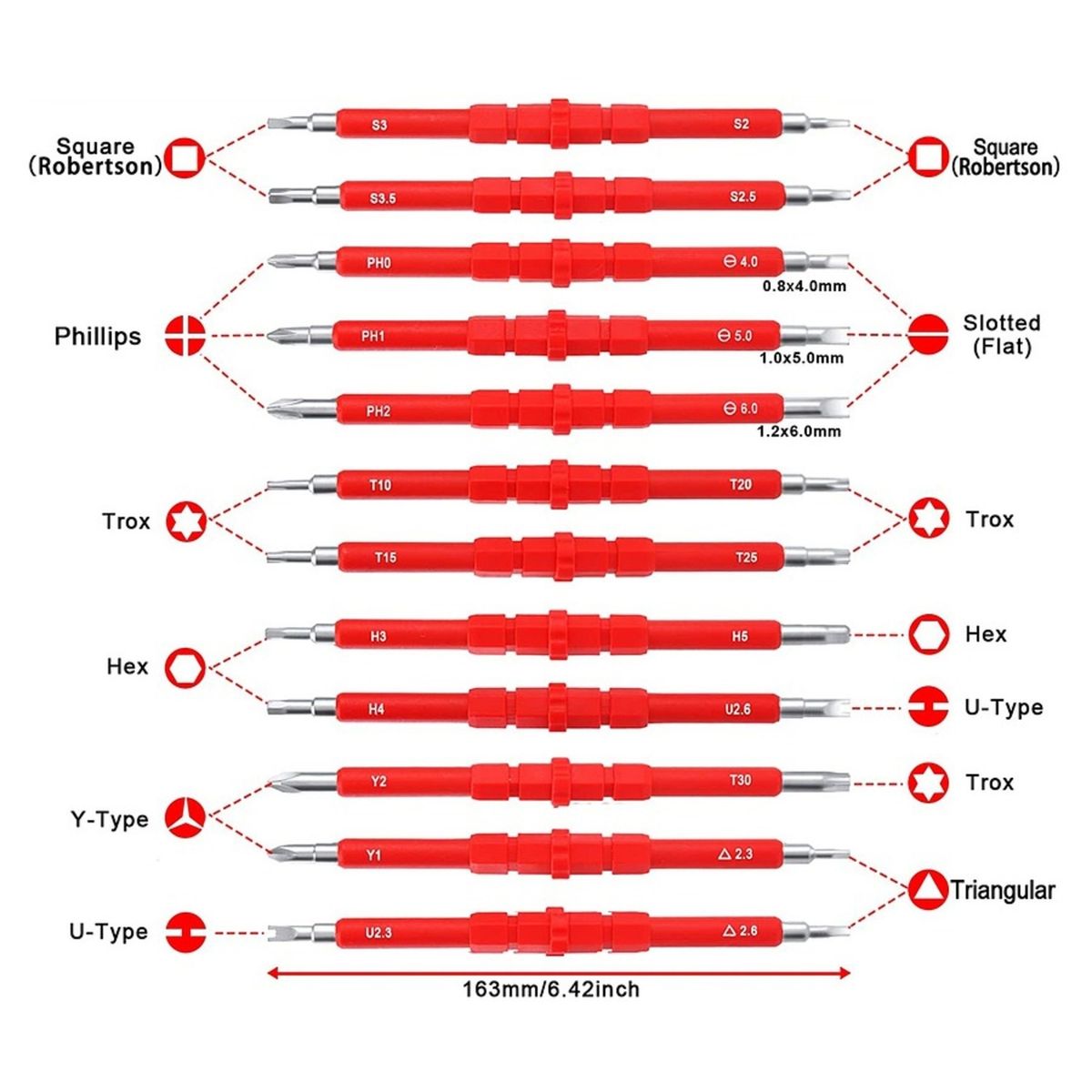 GENERICO - JUEGO DE DESTORNILLADORES AISLADOS MULTIFUNCIONALES 26 EN 1
