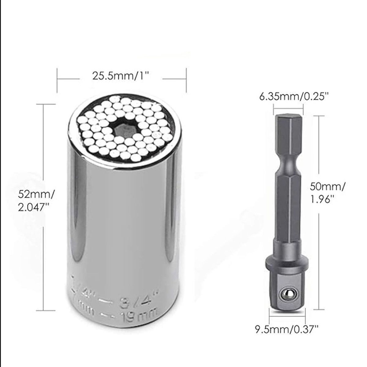 GENERICO - LLAVE DADO UNIVERSAL MEDIR HERRAMIENTA TALADRO 7MM-19MM