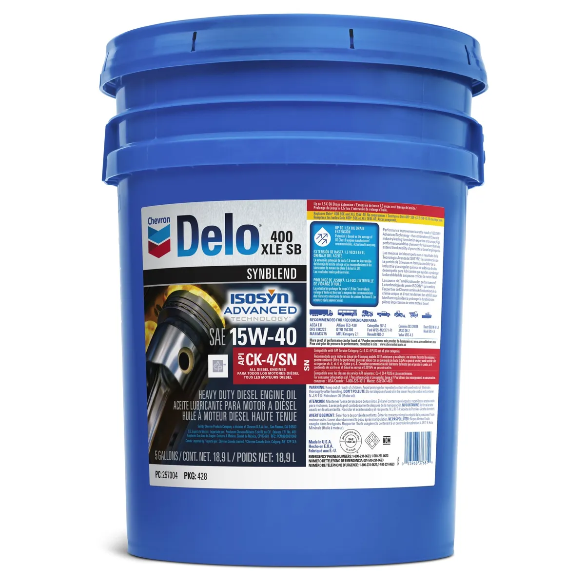 CHEVRON - ACEITE CHEVRON DELO 400 XLE SB CK4 15W/40 19 LTS