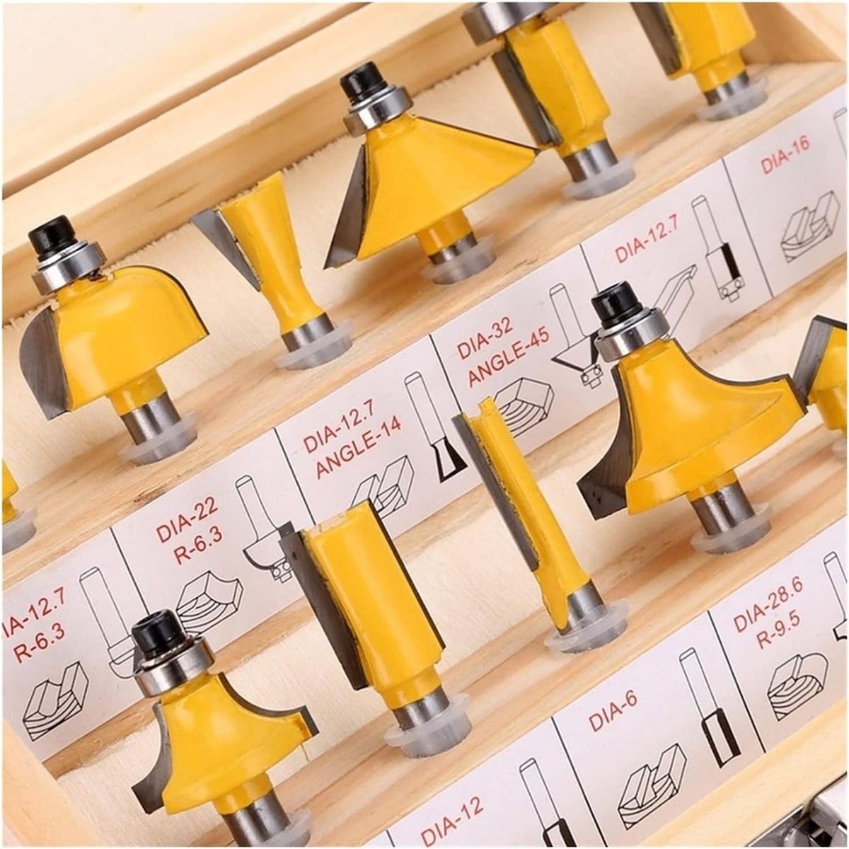 GENERICO - JUEGO DE 12 BROCAS FRESAS MADERA ROUTER 635MM 14