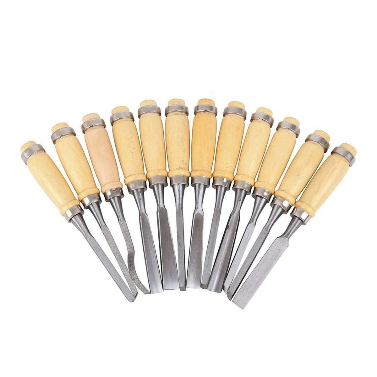 GENERICO - JUEGO DE CINCELES PARA TALLAR MADERA GUBIA 12 PCS