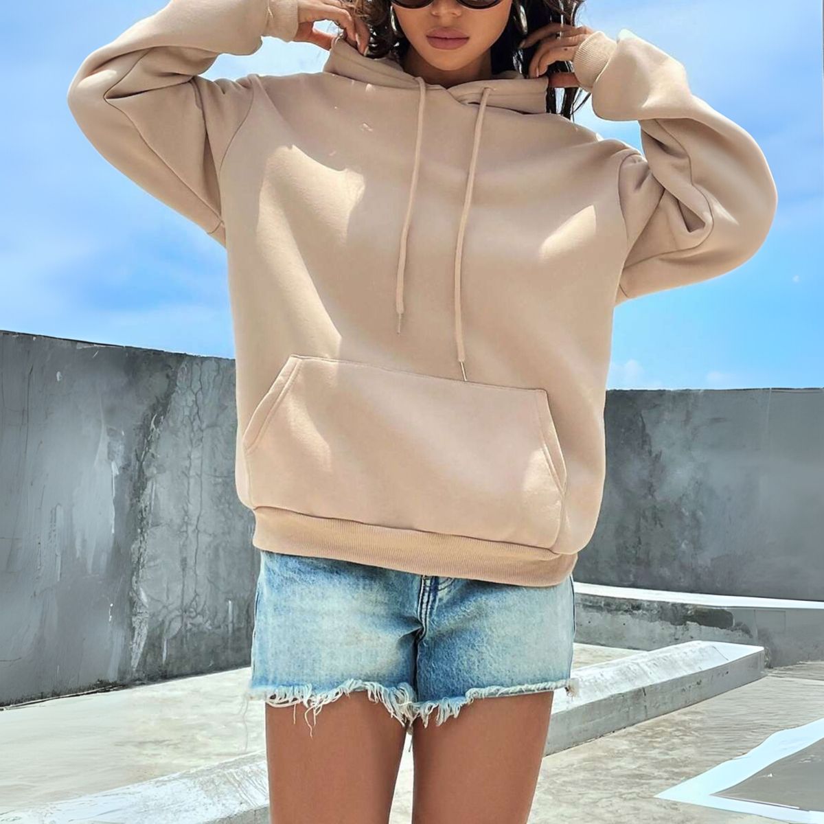 DESIGNERS - Polerón Mujer Algodón con Capucha  Básico Suave Premium