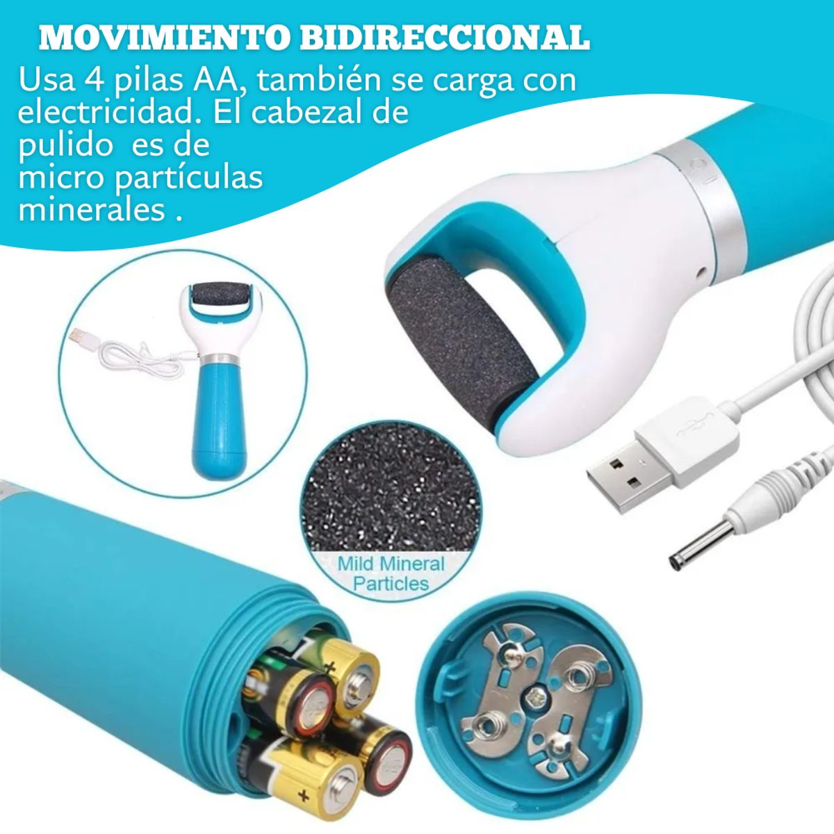 MOVI - Removedor de callos con mango y 1 repuesto usb