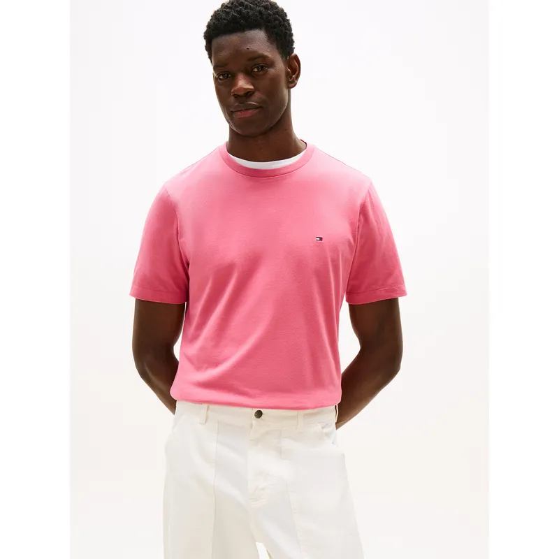 TOMMY HILFIGER - Polera Essential Cotton C-Neck Regular Fit Rosado Tommy Hilfiger