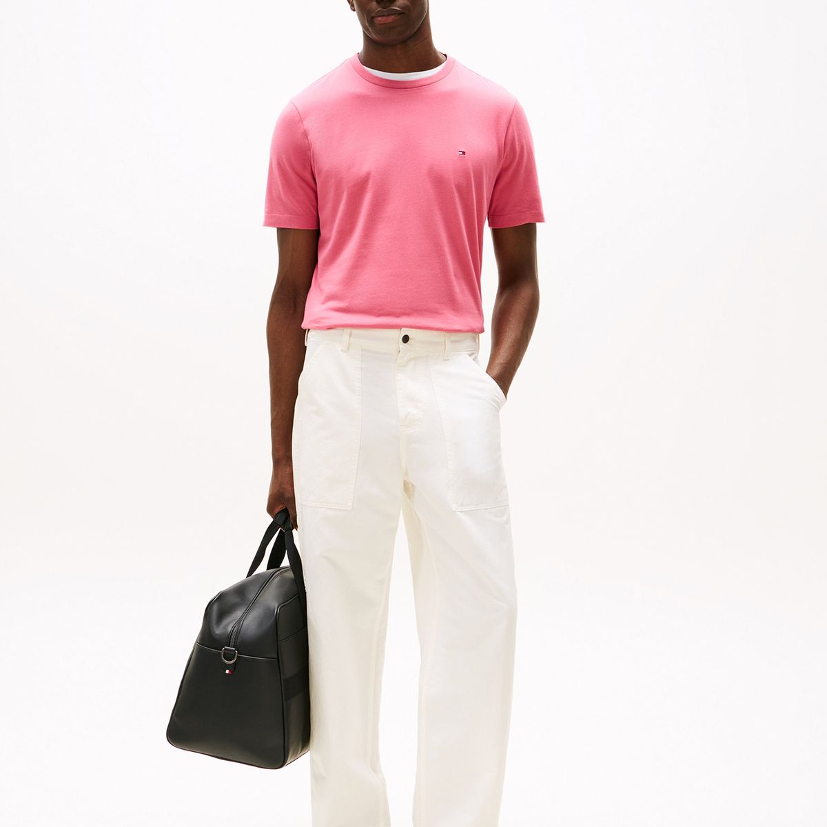 TOMMY HILFIGER - Polera Essential Cotton C-Neck Regular Fit Rosado Tommy Hilfiger