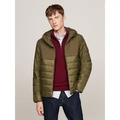 TOMMY HILFIGER - Parka Mixed Media Solid Verde