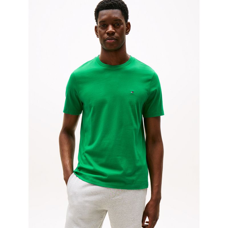 TOMMY HILFIGER - Polera Essential Cotton C-Neck Regular Fit Verde Tommy Hilfiger