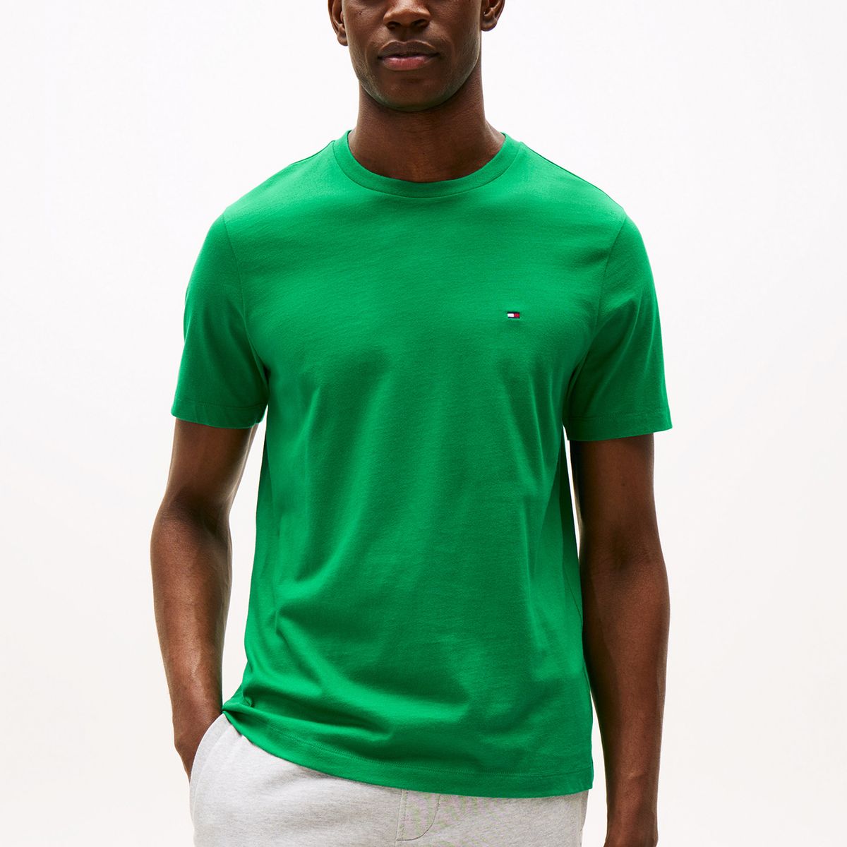 TOMMY HILFIGER - Polera Essential Cotton C-Neck Regular Fit Verde Tommy Hilfiger