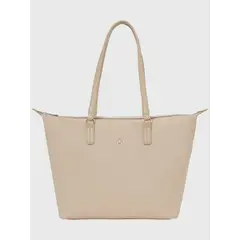 TOMMY HILFIGER - Tote Con Cierre Distintivo Beige
