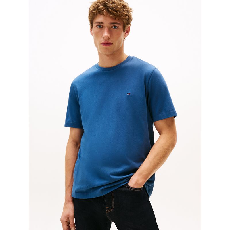 TOMMY HILFIGER - Polera Essential Cotton C-Neck Regular Fit Azul Tommy Hilfiger