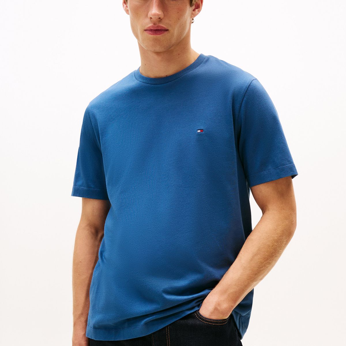 TOMMY HILFIGER - Polera Essential Cotton C-Neck Regular Azul Tommy Hilfiger