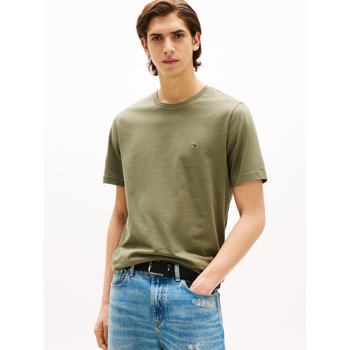 TOMMY HILFIGER - Polera Essential Cotton C-Neck Regular Fit Verde Tommy Hilfiger