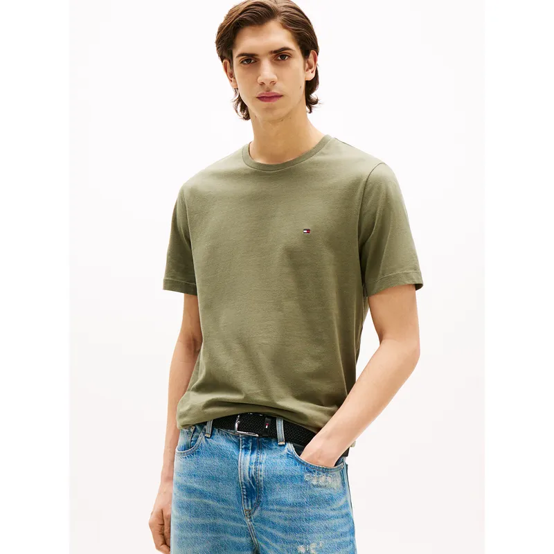 TOMMY HILFIGER - Polera Essential Cotton C-Neck Regular Fit Verde Tommy Hilfiger