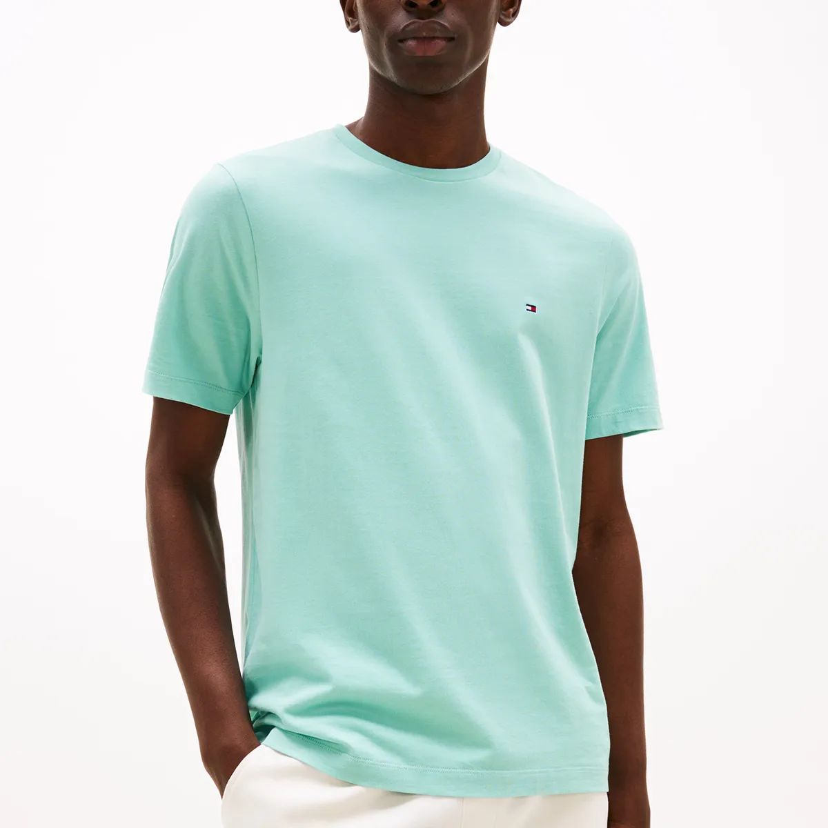 TOMMY HILFIGER - Polera Essential Cotton C-Neck Regular Fit Verde Tommy Hilfiger