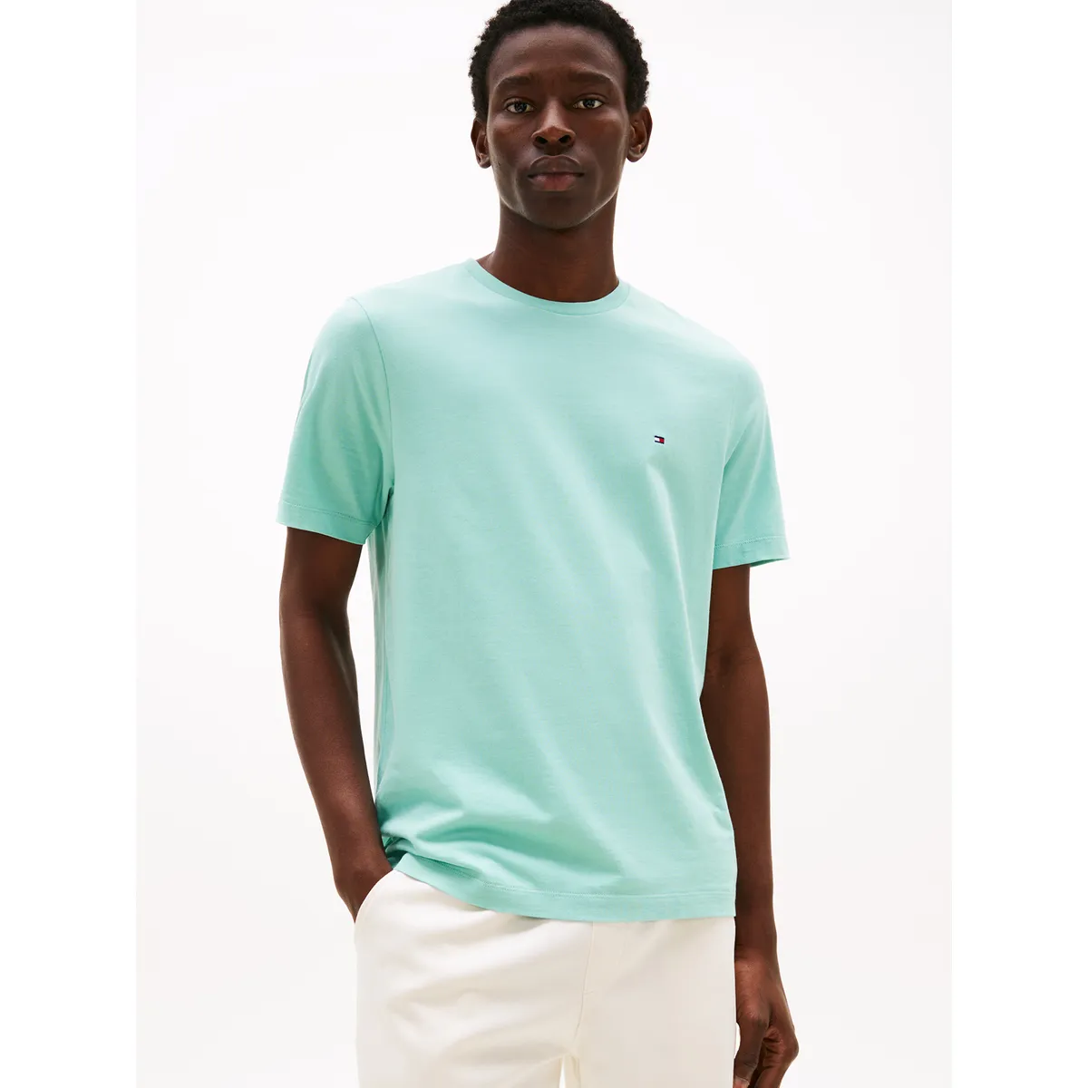TOMMY HILFIGER - Polera Essential Cotton C-Neck Regular Fit Verde Tommy Hilfiger