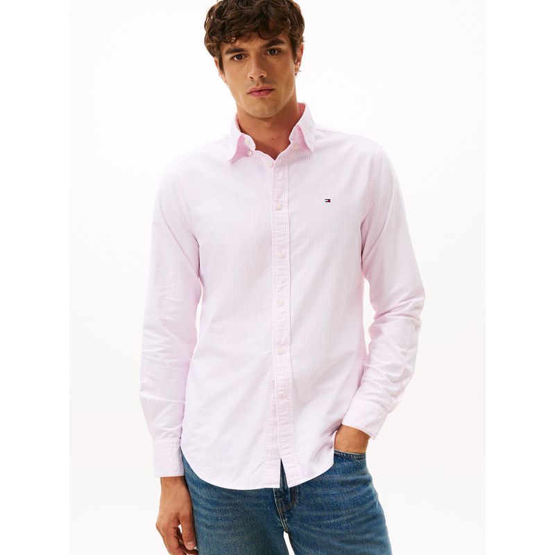 TOMMY HILFIGER - Camisa Heritage De Rayas Regular Fit Rosado Tommy Hilfiger