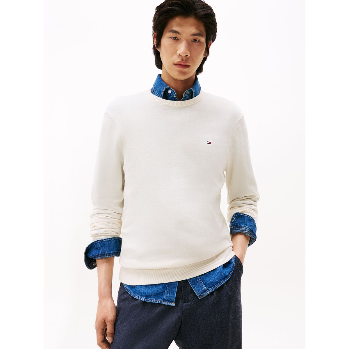 TOMMY HILFIGER - Sweater Essential C-Neck Blanco Tommy Hilfiger