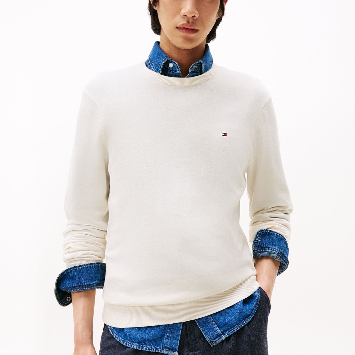 TOMMY HILFIGER - Sweater Essential C-Neck Blanco Tommy Hilfiger
