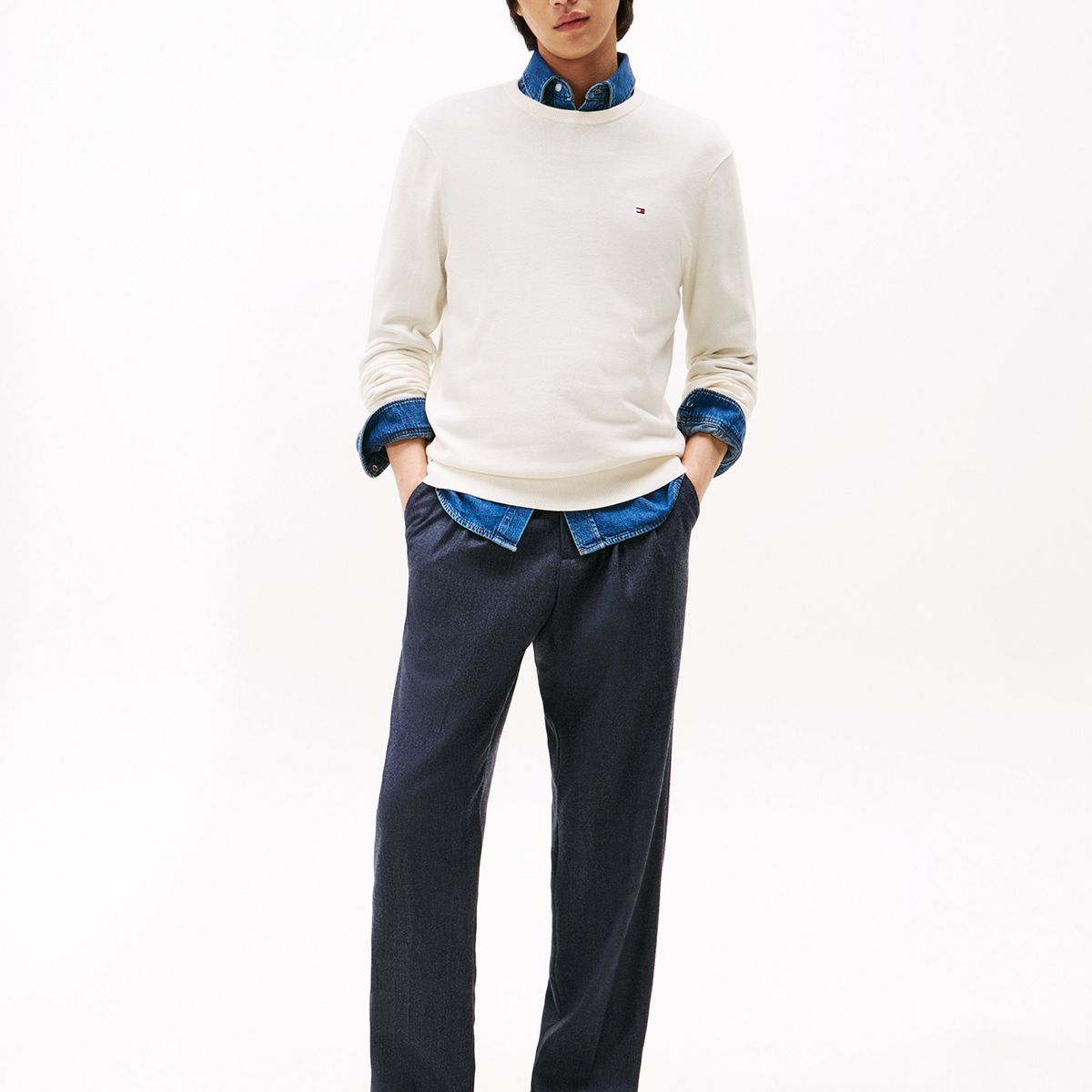 TOMMY HILFIGER - Sweater Essential C-Neck Blanco Tommy Hilfiger