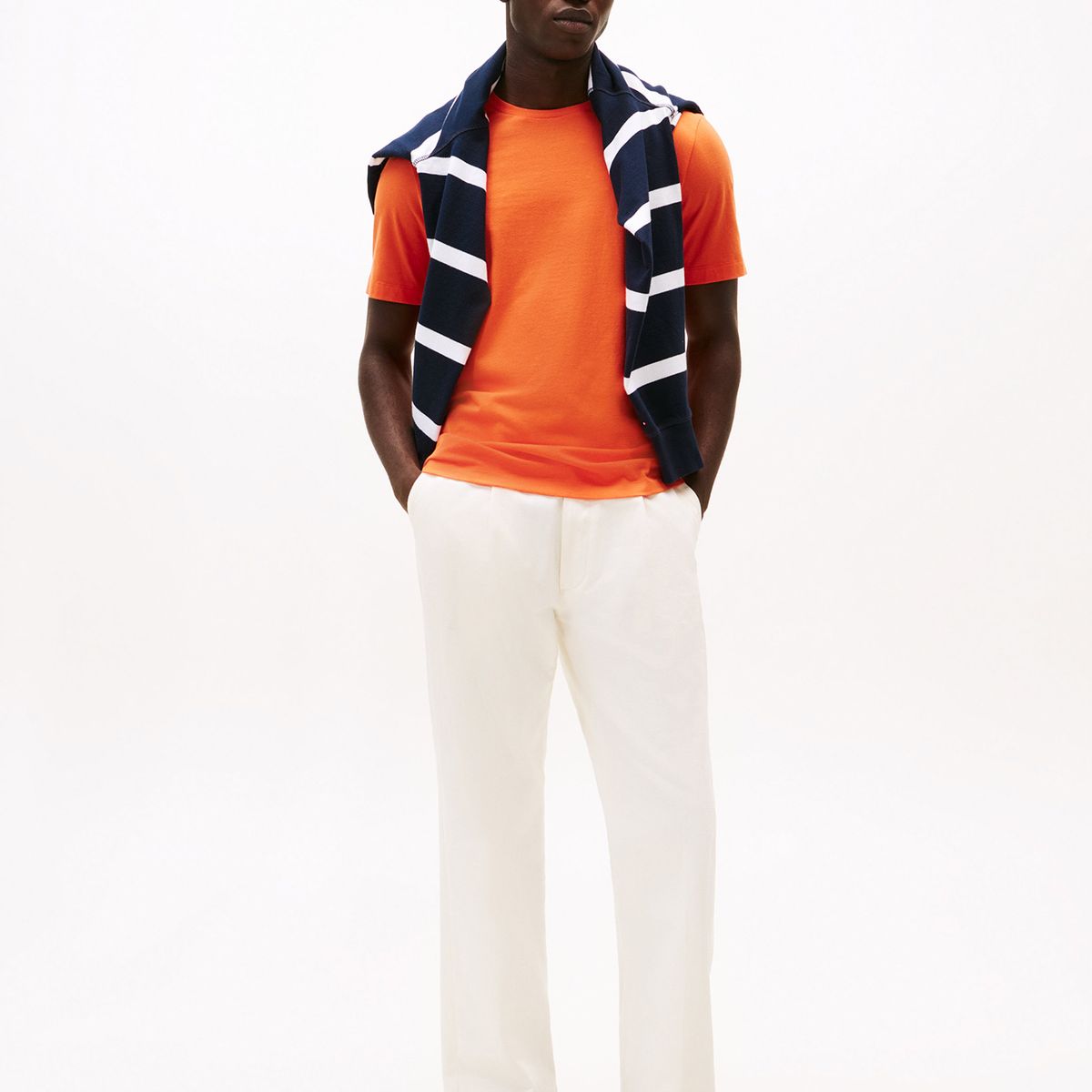 TOMMY HILFIGER - Polera Essential Cotton C-Neck Regular Naranjo Tommy Hilfiger