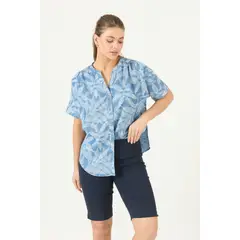 PRIVILEGE - Blusa de lyocell celeste estampada 3479